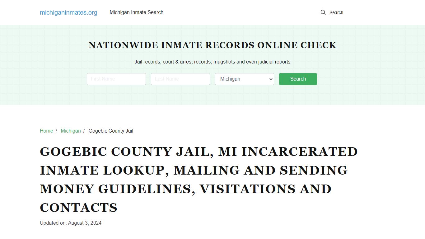 Gogebic County Jail, MI: Offender Locator, Visitation & Contact Info